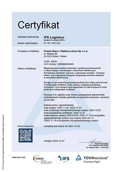 Certyfikat — Zakład Produkcyjny Chybie